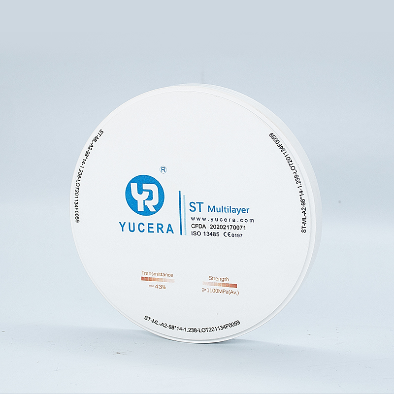 Yucera ST-Multilayer  High Translucency Zirconia Block - 95mm Dental Disc (1100MPa, 43% Light Tranmittance)