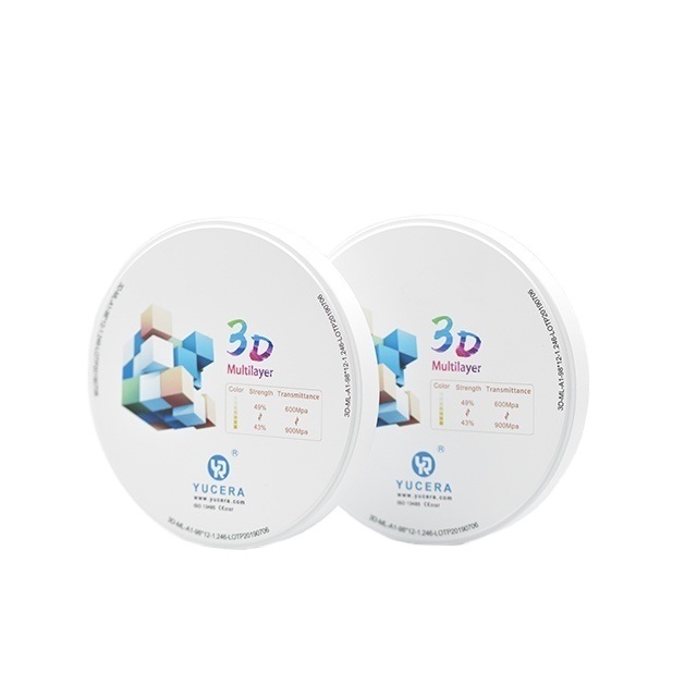 Yucera 3D Multilayer High Translucency Zirconia Block  98mm Dental Disc (700 to 1050MPa  43 to 57% Light Tranmittance CAD CAM)