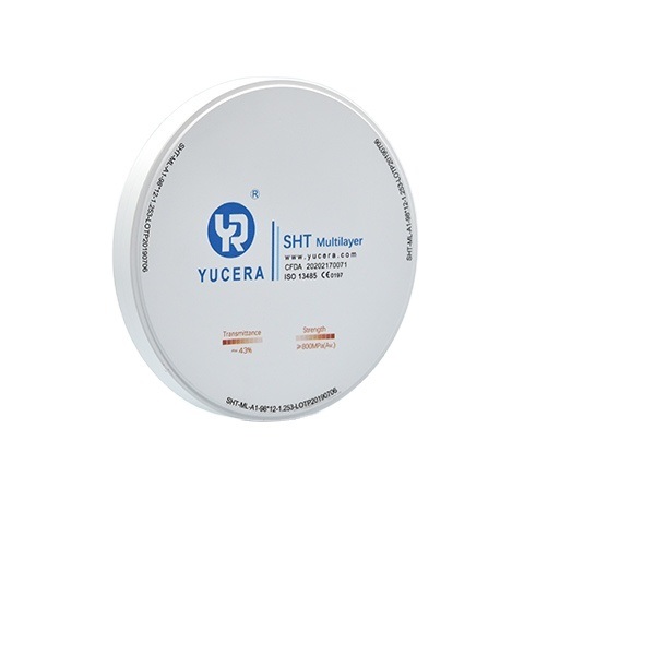 Yucera SHT Multilayer High Translucency Zirconia Block  98mm Dental Disc (900MPa  46% Light Tranmittance CAD CAM)