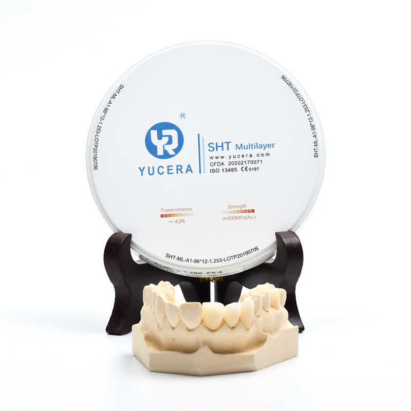 Yucera SHT Multilayer High Translucency Zirconia Block  98mm Dental Disc (900MPa  46% Light Tranmittance CAD CAM)