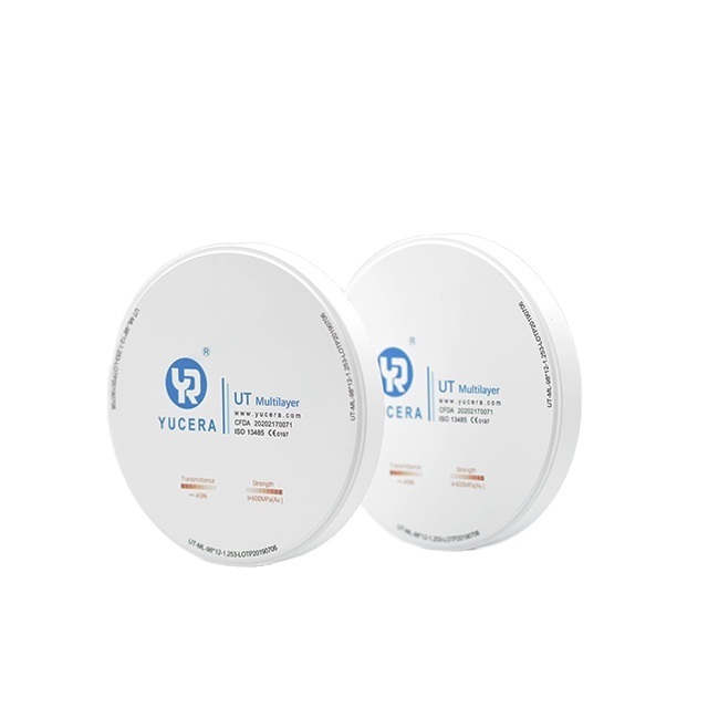 Yucera UT-Multilayer High Translucency Zirconia Block - 98mm Dental Disc (600MPa, 49% Light Tranmittance)