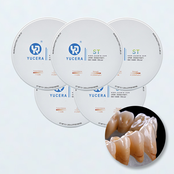 YUCERA ST Zircon Blank Dental Drill Super Translucent Zirconia Crown Blocks 95mm LAB CAD/CAM Dental Materials for Super Roots