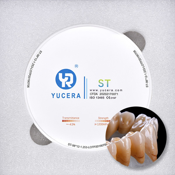 YUCERA ST Zircon Blank Dental Drill Super Translucent Zirconia Crown Blocks 95mm LAB CAD/CAM Dental Materials for Super Roots