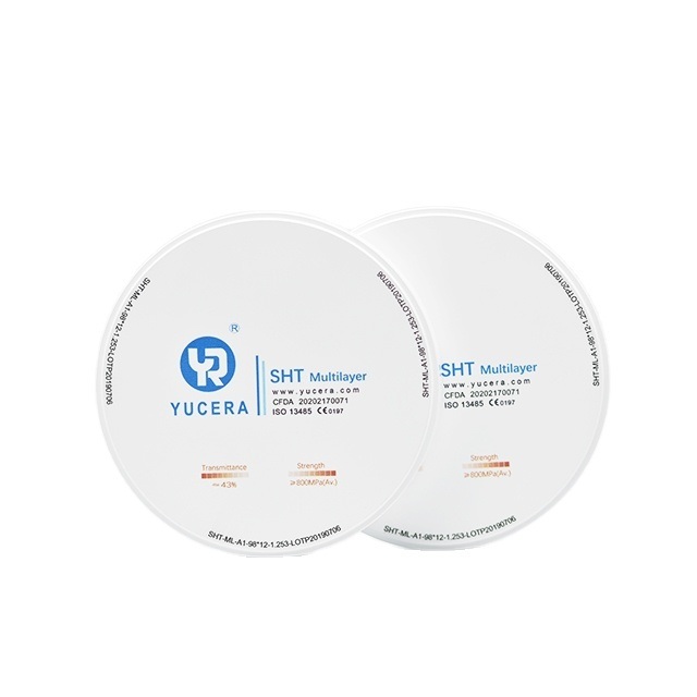 Dental Materials Zirconia Blocks YUCERA SHT Multilayer Ceramic for Dental Lab  CAD CAM Open System