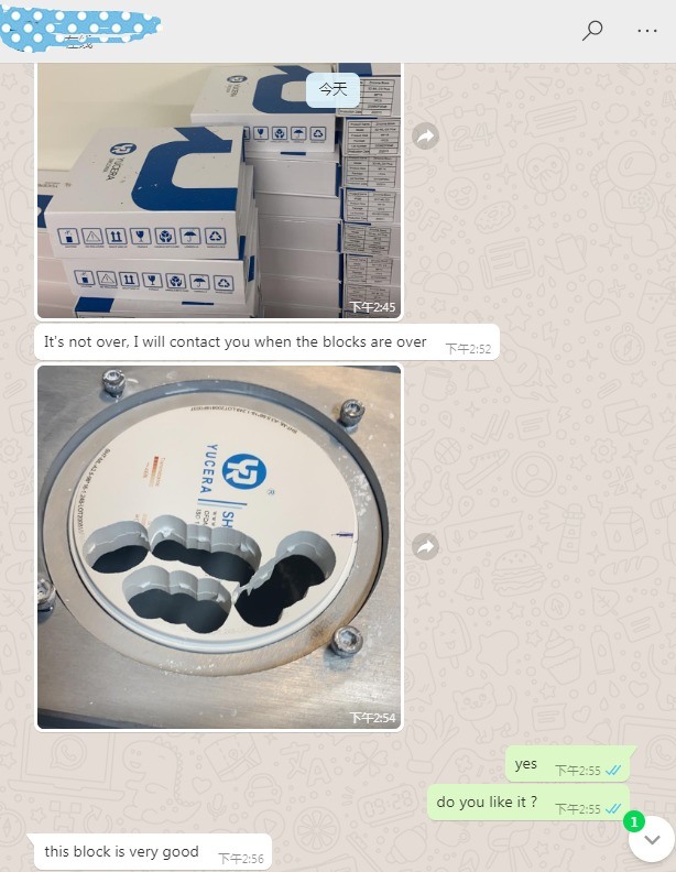 Dental Material  Yucera 95*14mm Cad Cam Sht ml Zirconia Disc Dental Ceramic Blocks