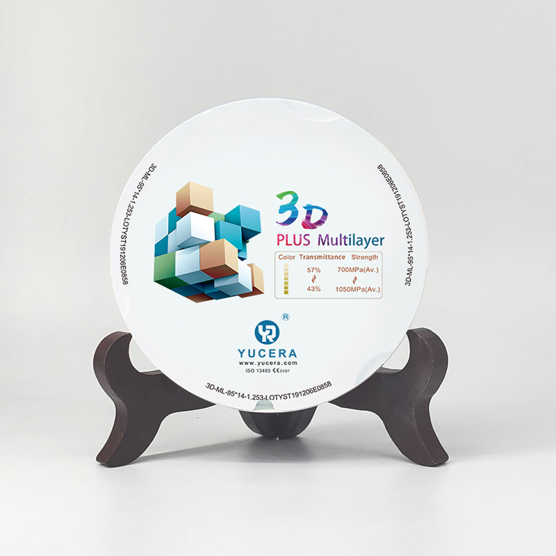 3D Plus Multilayer 43% -57% 6 Layers 3D Zirconia Dental Block Disc CAD CAM 95mm System for Dental Lab with ISO CE Certificate
