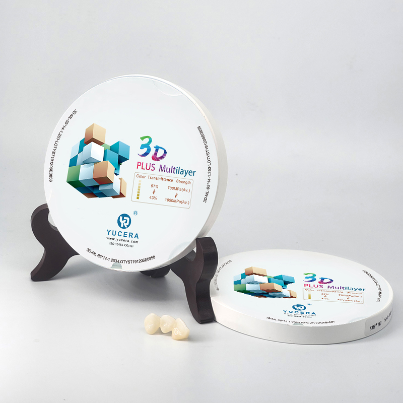 3D Plus Multilayer 43% -57% 6 Layers 3D Zirconia Dental Block Disc CAD CAM 95mm System for Dental Lab with ISO CE Certificate