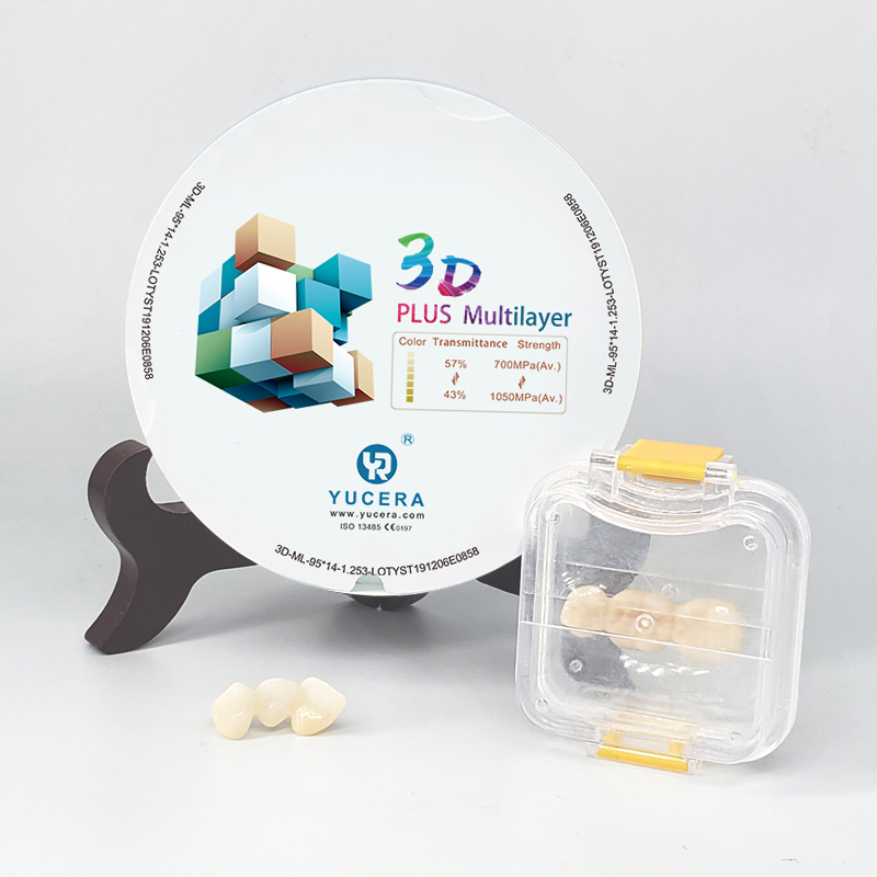 3D Plus Multilayer 43% -57% 6 Layers 3D Zirconia Dental Block Disc CAD CAM 95mm System for Dental Lab with ISO CE Certificate
