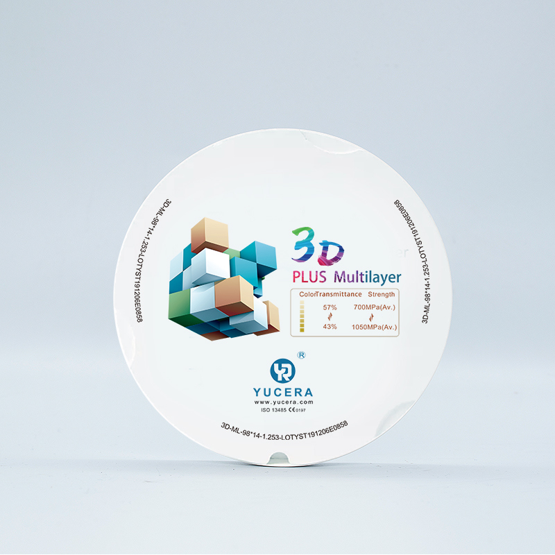 95mm System Yucera 6 Layers 3D Pro Multilayer Zirconia Blank Cad Cam Crown Teeth Ceramic Disc Blank Dental Zirconia Block