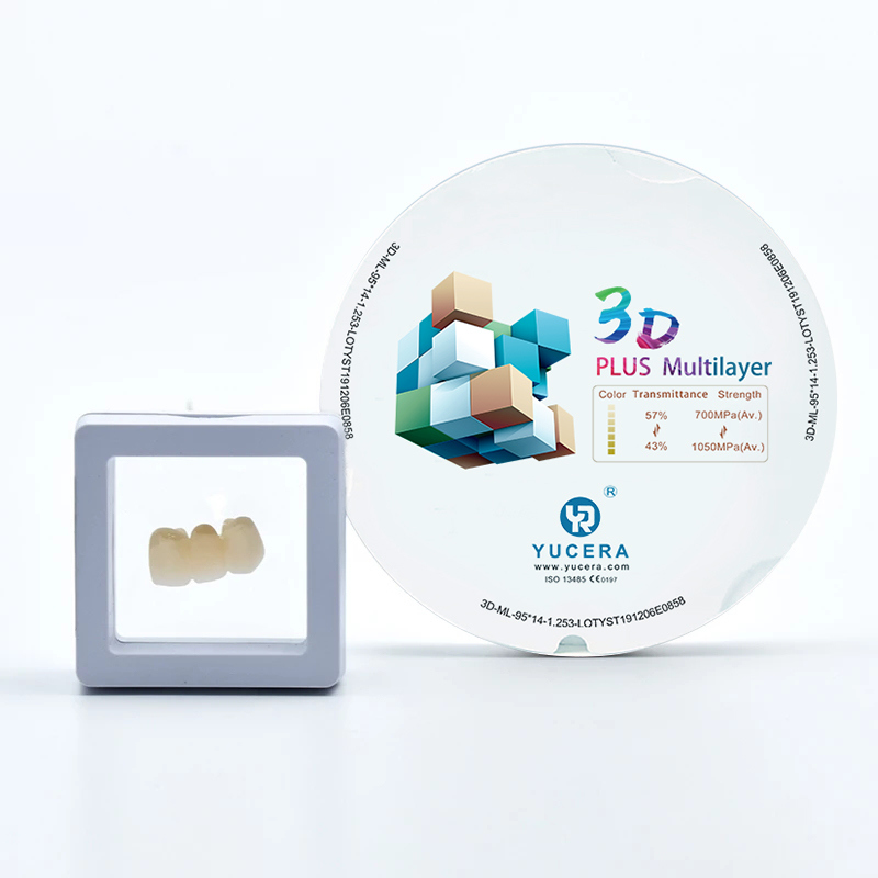 95mm System Yucera 6 Layers 3D Pro Multilayer Zirconia Blank Cad Cam Crown Teeth Ceramic Disc Blank Dental Zirconia Block