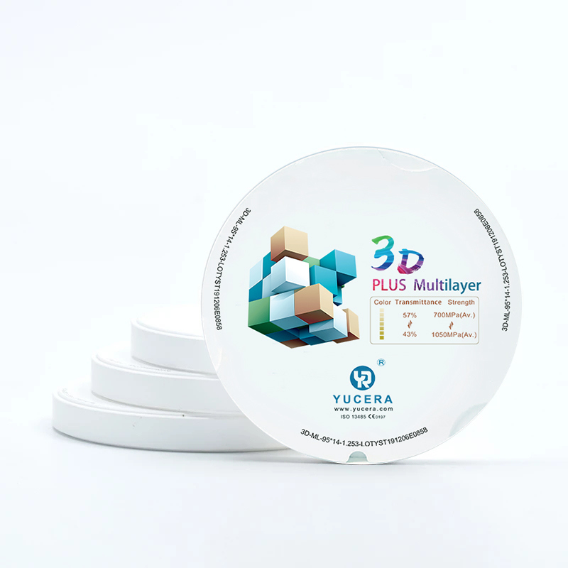95mm System Yucera 6 Layers 3D Pro Multilayer Zirconia Blank Cad Cam Crown Teeth Ceramic Disc Blank Dental Zirconia Block