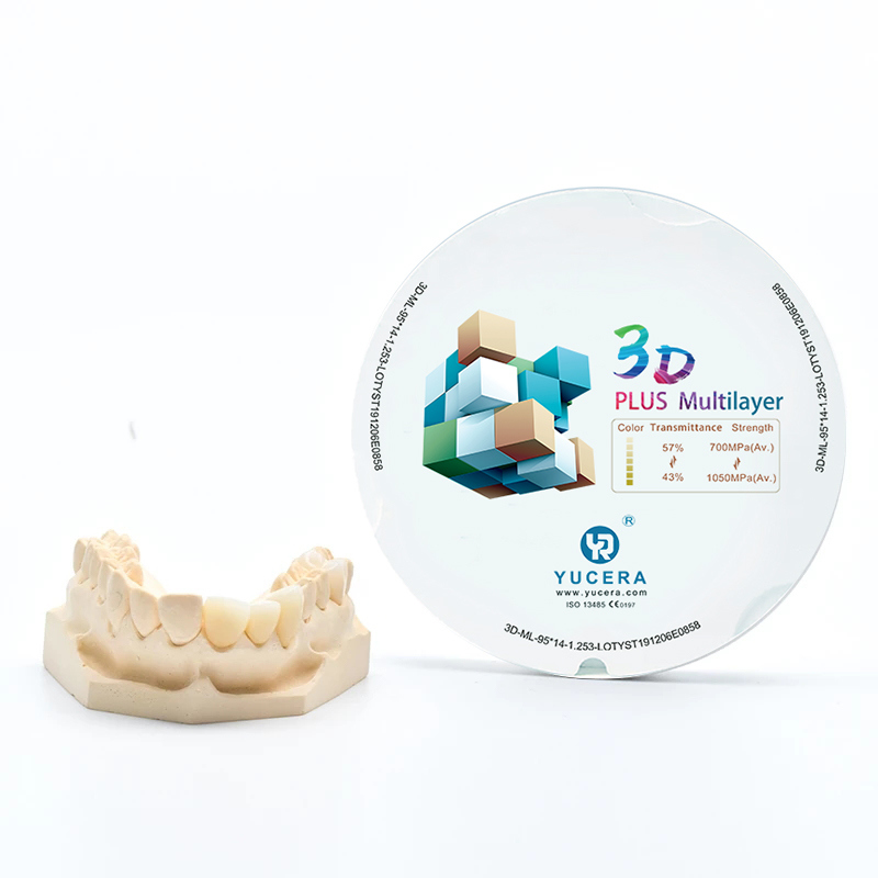 95mm System Yucera 6 Layers 3D Pro Multilayer Zirconia Blank Cad Cam Crown Teeth Ceramic Disc Blank Dental Zirconia Block