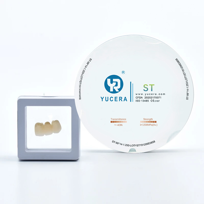 YUCERA  ST White Zirconia Block CE ISO Certified 43% Translucency 1200Mpa ST Super Translucent White Dental Zirconia Block