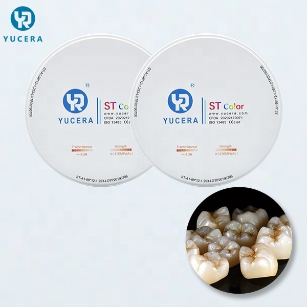 YUCERA  ST White Zirconia Block Yucera Zircon Block 98mm WhiteStrength 1200Mpa 43% High Translucency 98*16mm Zirconia Blocks