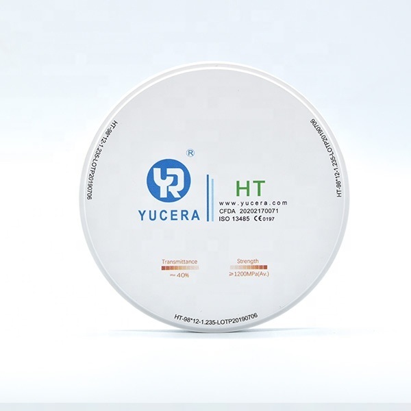 YUCERA 98mm HT High Translucent Cad Cam Dental Materials Manufacturer Dental Lab Consumables Zirconia Block Factory Price