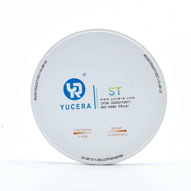 Yucera Fabrika Fiyatı Diş Süper Saydam ST 98mm 95mm Beyaz Blok Seramik Disk Cad Cam Sistemi 5 eksenli Freze Makinesi için