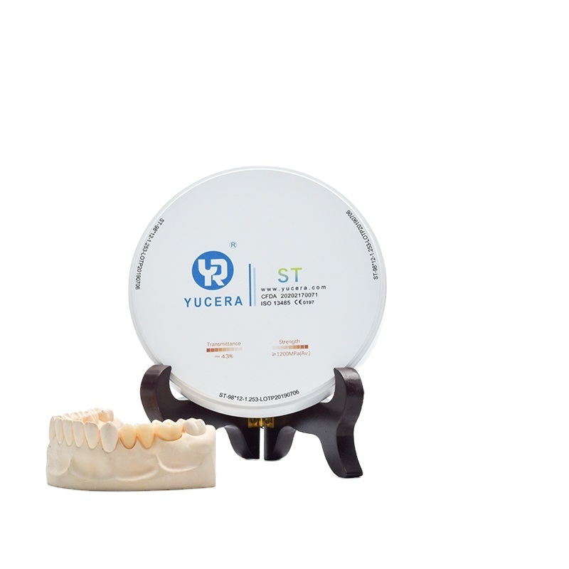 Yucera Fabrika Fiyatı Diş Süper Saydam ST 98mm 95mm Beyaz Blok Seramik Disk Cad Cam Sistemi 5 eksenli Freze Makinesi için