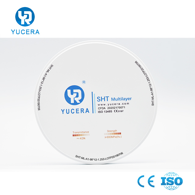 YUCERA Dental Products  Multilayer Dental  Zirconia Blocks for Dental Cad Cam Milling Machine