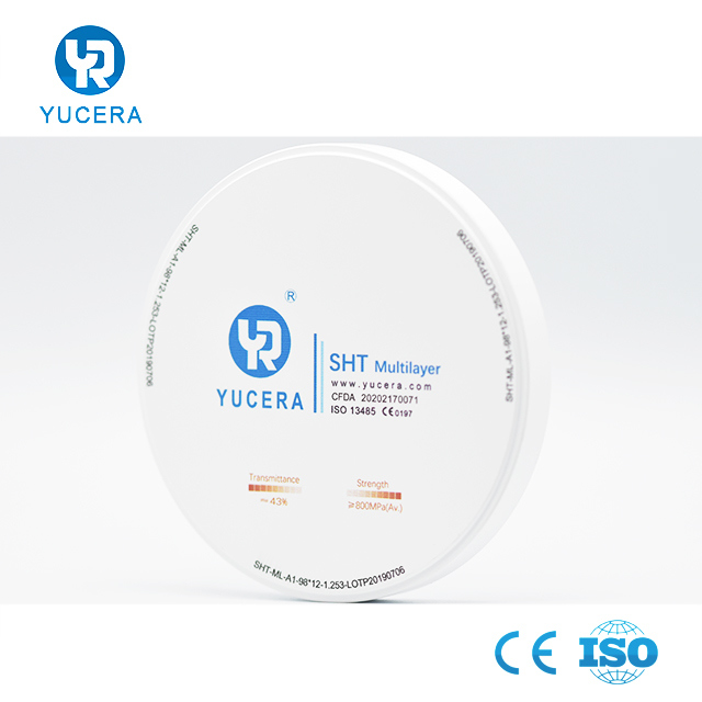 YUCERA Dental Products  Multilayer Dental  Zirconia Blocks for Dental Cad Cam Milling Machine