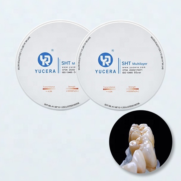 SHT Multilayer  Zirocina Block for Odontologia  YUCERA Dental Material Yucera Multilayer Zirconia Blocks Dental Zirconia Disc