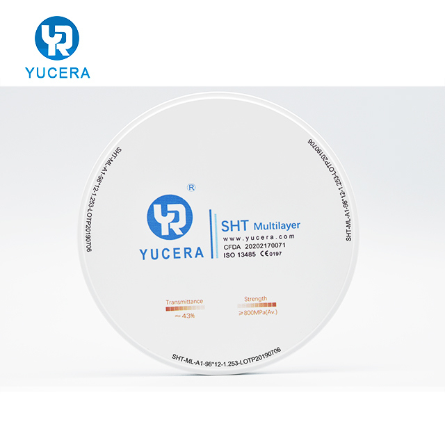 SHT Multilayer  Zirocina Block for Odontologia  YUCERA Dental Material Yucera Multilayer Zirconia Blocks Dental Zirconia Disc