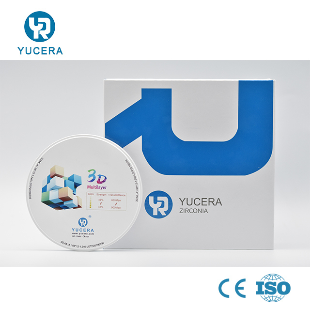 43% -57% 6 Layers 3D Plus Multi-layer Zirconia Dental Block / Zirconia Blank Disc for CAD CAM Opening System with CE and ISO