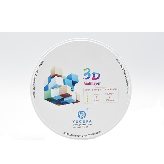 Dental Lab Cad Cam Materials Zirconia Blocks  3D Multilayer Pre Shaded Zirconia Dental Block for Open System Milling Machine