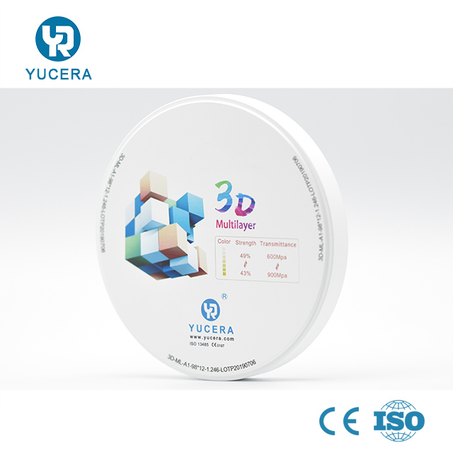 Dental Lab Cad Cam Materials Zirconia Blocks  3D Multilayer Pre Shaded Zirconia Dental Block for Open System Milling Machine