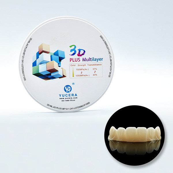 Dental Multilayer Zirconia Preshaded Blank for Lab Dental Zirconio Block for Aestheticr Estoration , D98 * 20 Inch
