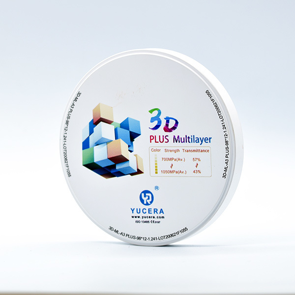 Dental 3D Pro Multilayer Zirconia Block Material Yucera Dental Zirconia Disc for Crown, Bridge, Anterior