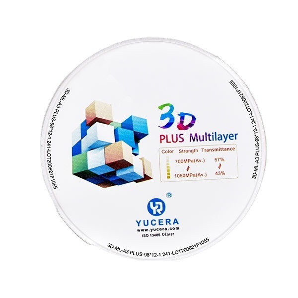YUCERA 3D Plus Multicapa Superventas De Alta Resistencia 3D Multicapa Pre-Shades Zirconia Bloque Para Lab Dental Sistema CAD CAM