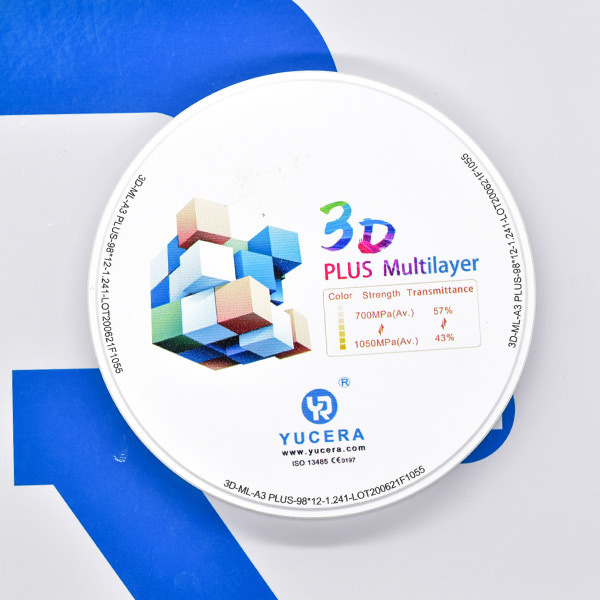 43% -57% 6 Layers 3D Plus Multi-layer Zirconia Dental Block / Zirconia Blank Disc for CAD CAM Opening System with CE and ISO