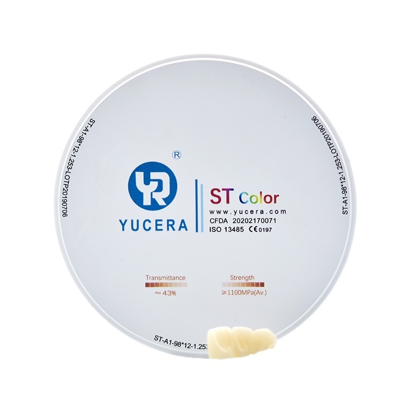YUCERA  ST Color Zirconia Block  Used by Dental Laboratories to Create Strong and Translucent Crowns and Bridges