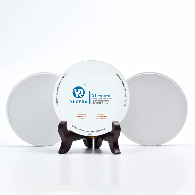 Yucera 98mm Open Precolored ST Multilayer A1-D4 Color Zirconia Disc for Dental CAD CAM Milling  Zirconia Blanks 43% Translucency