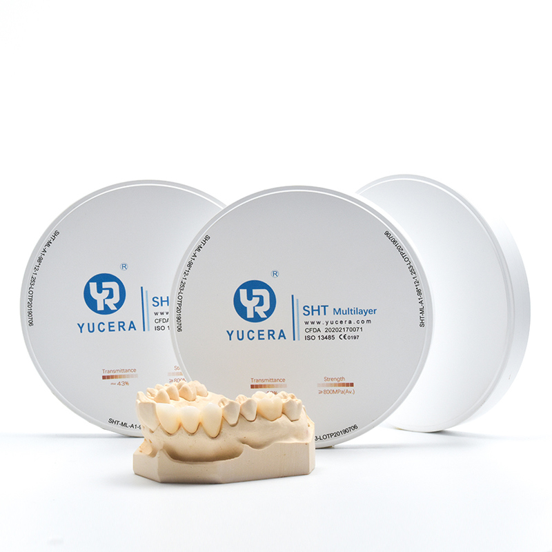 Highly Aesthetic Effect Dental Zirconium Blank SHT Multilayer 100 Powder in Dental Lab Use for Making Perfect Denture