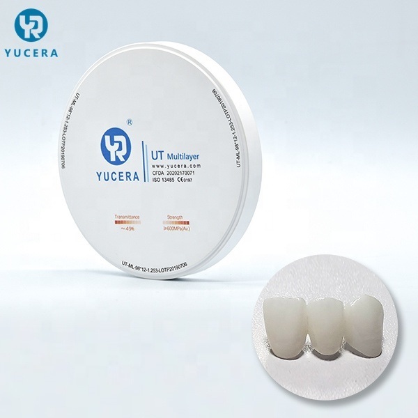 Yucera Zirconia Blocks UT 98*10mm  Multilayer Zirconia Block Dental Material for Milling Machine