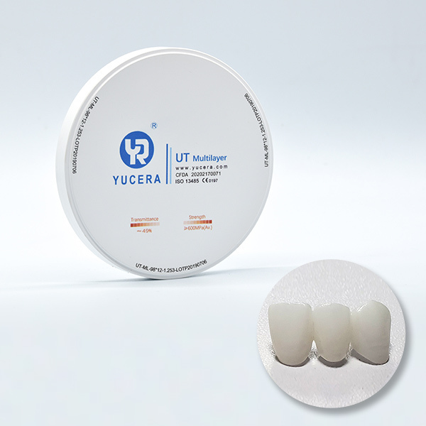 YUCERA Customized Dental Cad Cam Laboratory UT Multilayer Zirconia Block Approved Dental Material