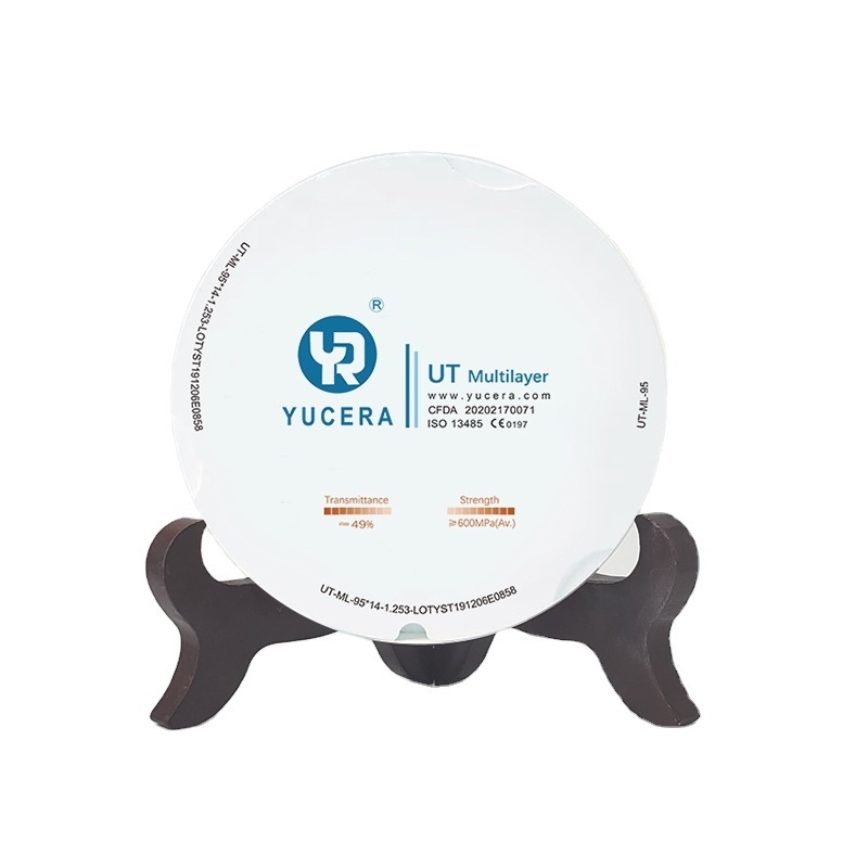 YUCERA Customized Dental Cad Cam Laboratory UT Multilayer Zirconia Block Approved Dental Material