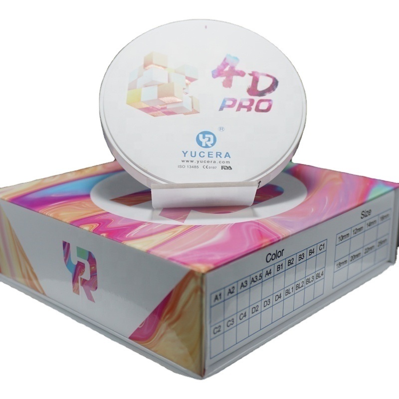 43%-57% Translucency 700-1200 MPa Bending Strength YUCERA Dental 98mm Open System CAD/CAM 4D Pro Multilayer Zirconia Block