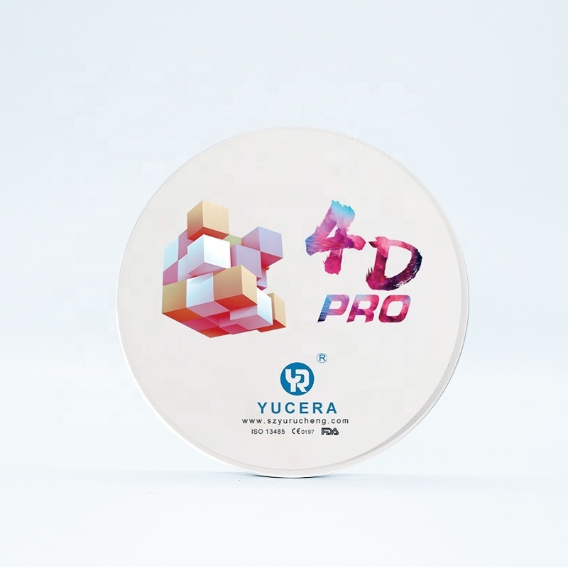 43%-57% Translucency 700-1200 MPa Bending Strength YUCERA Dental 98mm Open System CAD/CAM 4D Pro Multilayer Zirconia Block