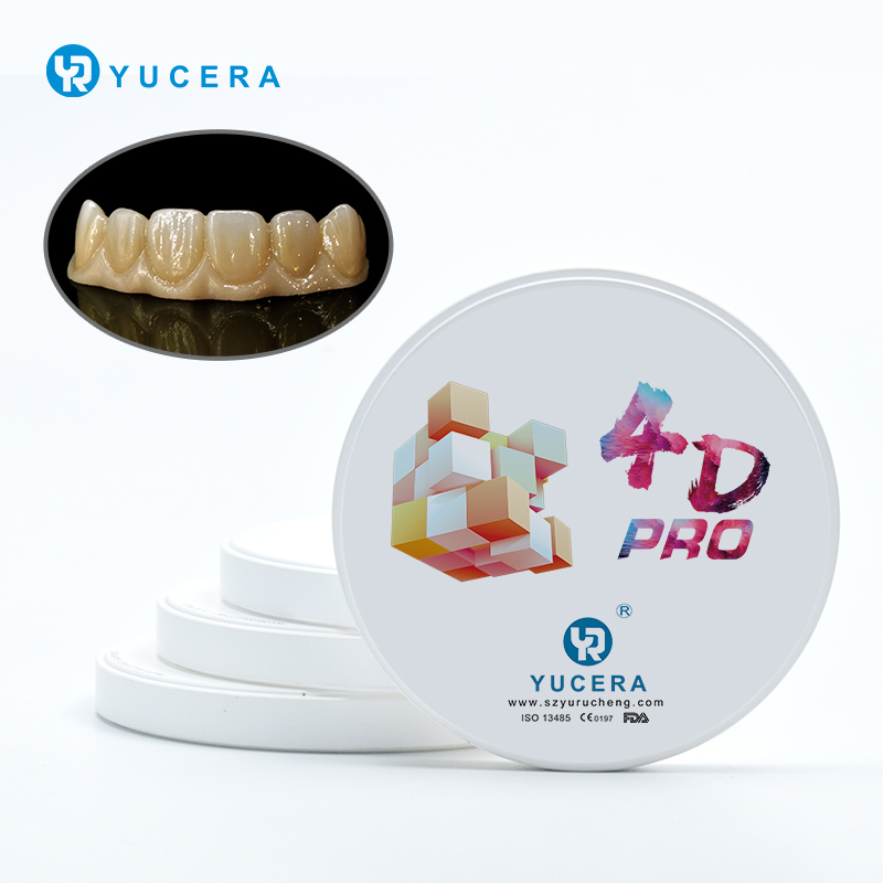Yucera Factory Direct Sale 98/95/89mm 4d Zirconia Dental Block Dental Cadcam Milling Material CNC Multilayer Ceramic Blocks