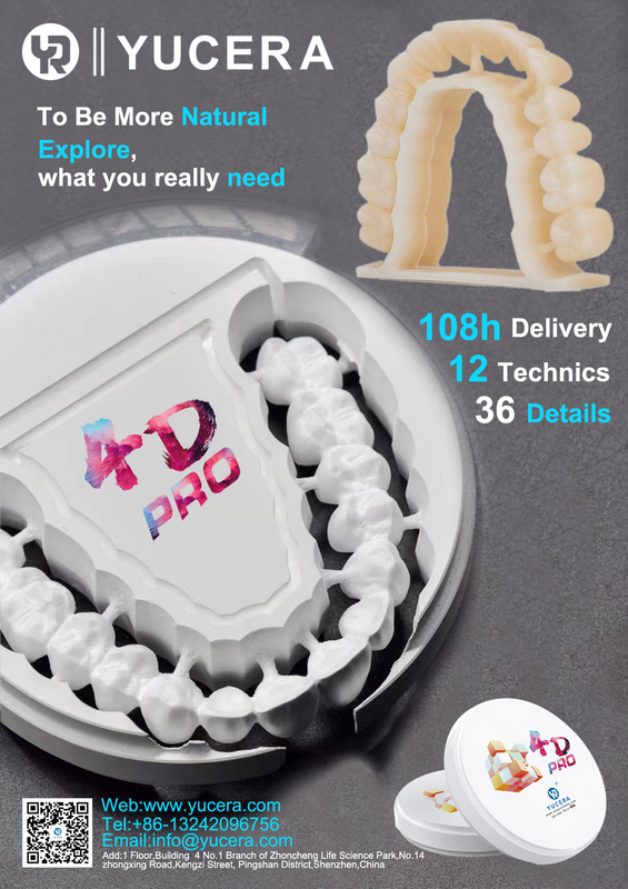 Yucera 4D Pro Multilayer Zirconia Block Open System Thickness 14/16/18mm 16 Colors for Dental Lab CadCam Milling Material