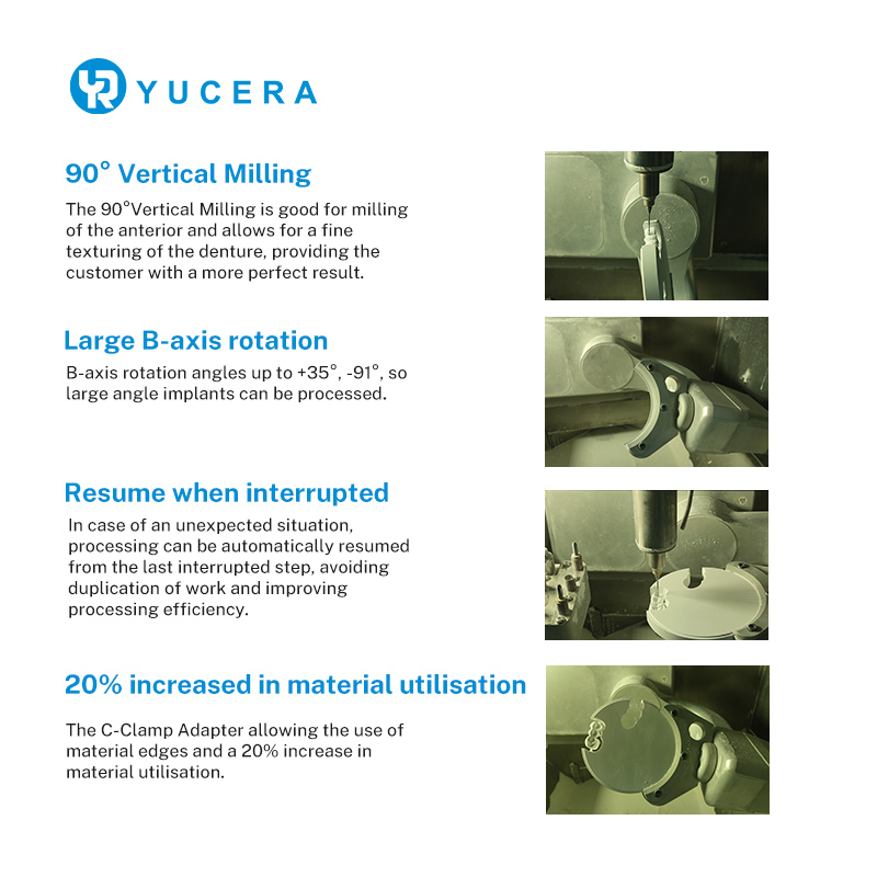 Yucera Factory Price Lab Dental Milling Machine 5 Axis Universal Cad Cam for Metal Dental Milling Machine