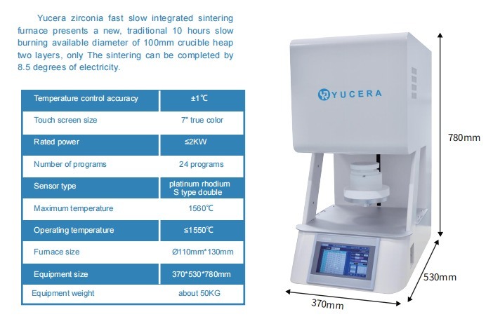 Yucera F10+ Dental Sintering Furnace - Fast and Slow Sintering for CAD/CAM Crowns