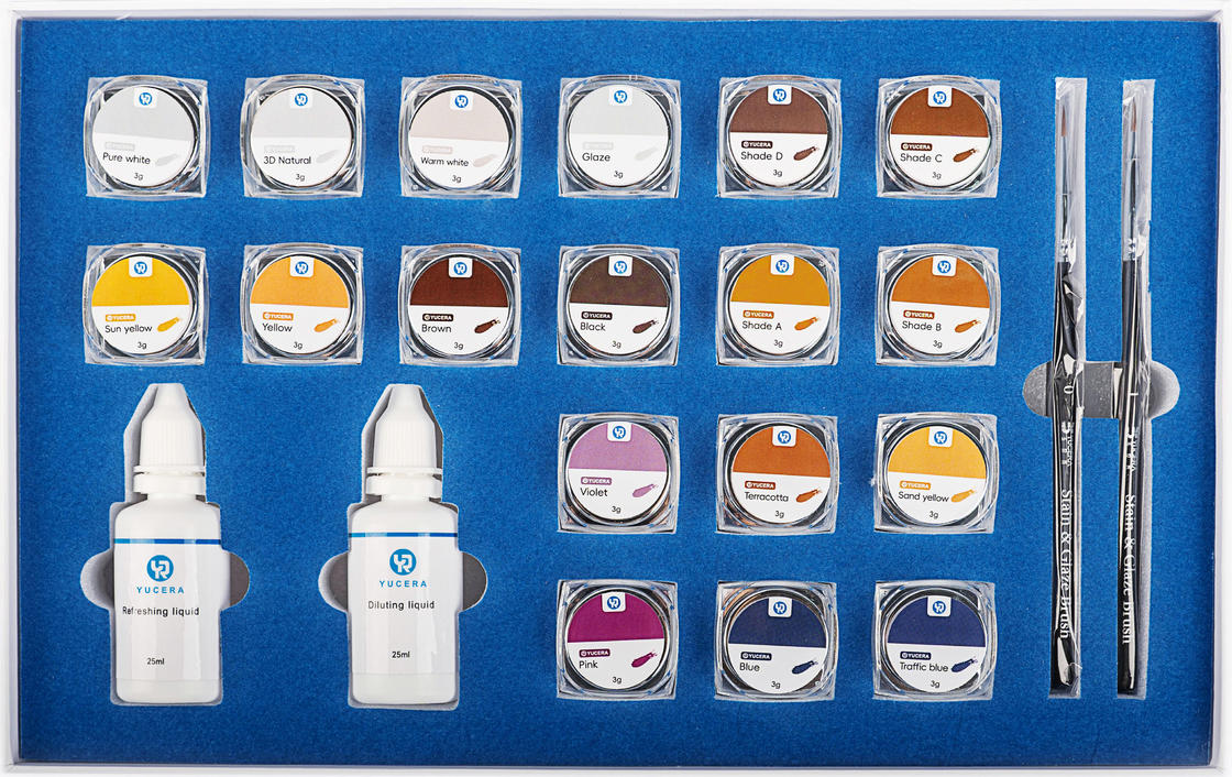 Smile Solutions Yucera 18 Renkli Seramik Zirkonya Boyama Kiti Doğal Parlaklık Diş Laboratuvarı Kreasyonları İçin